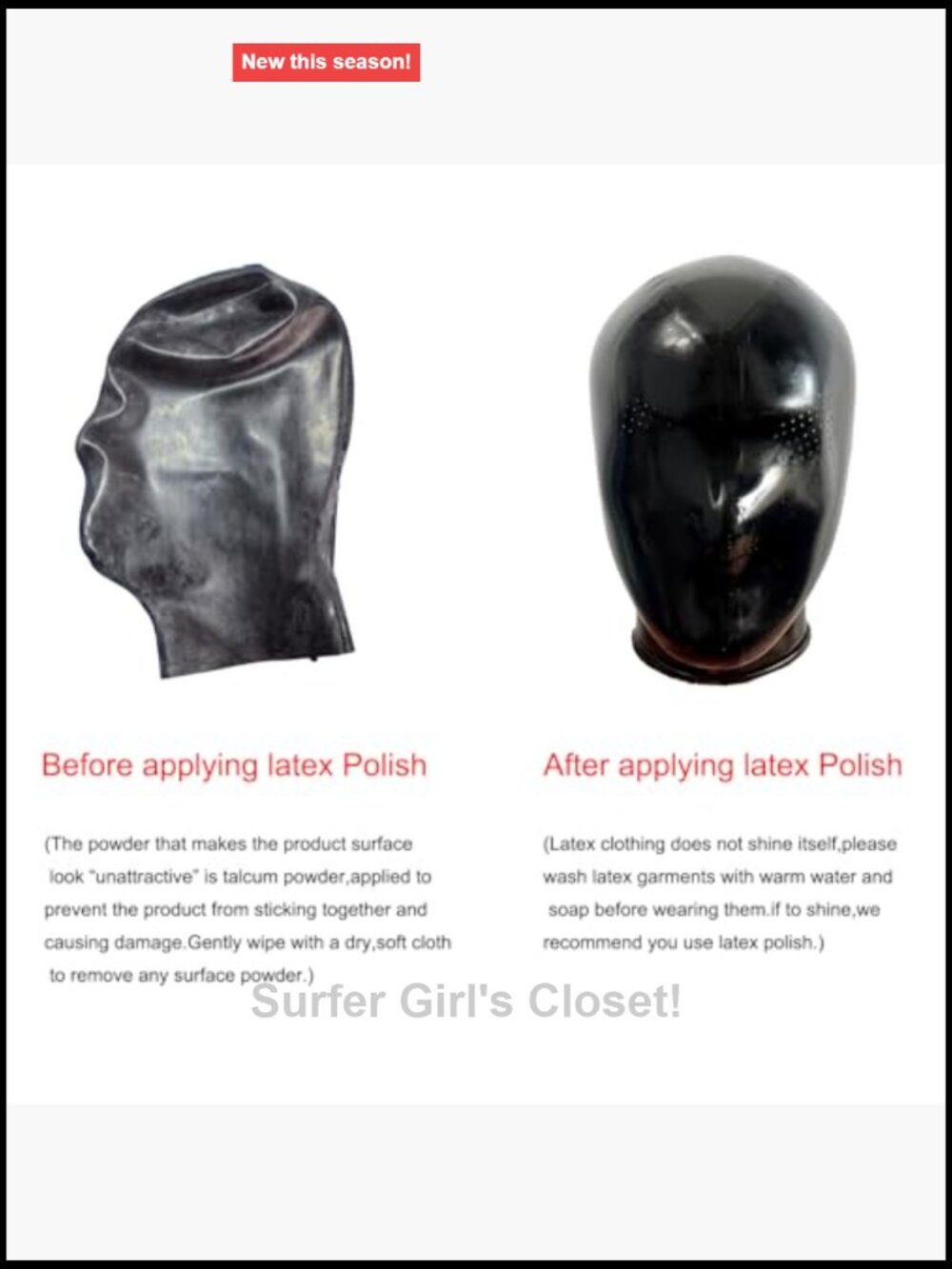 Latex Mask with Back Zipper, Handmade Rubber Hood for Latex Lovers - Picture 5 of 7